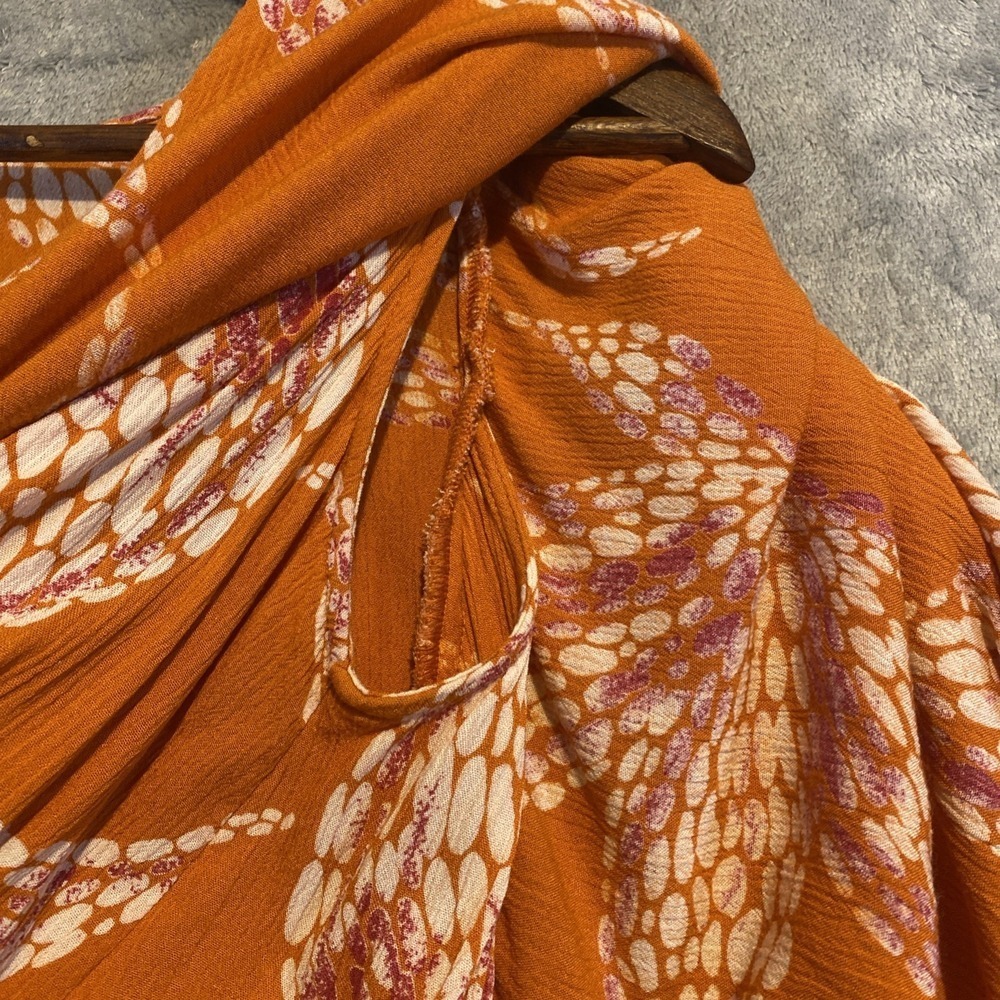 Maurices Top‎ Womens Sz S Orange Flowy Boho Hippie Cottage Beach Resort Cruise - Picture 7 of 11